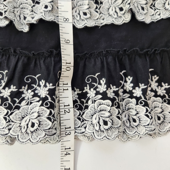 wms gianni bini tiered ruffled embroidered lacey cropped top sz s feminine boho - Picture 10 of 12
